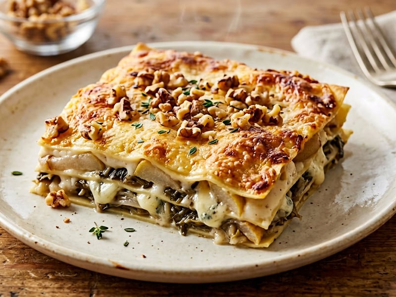 Autumn Chicory and Pear Lasagne | With Fine Gorgonzola