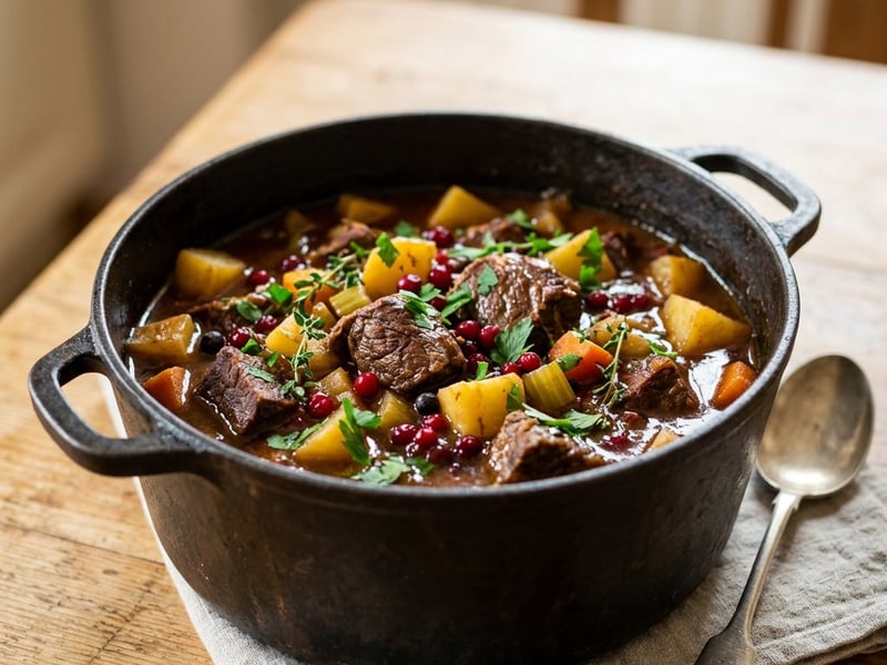 Alpine Lingonberry Beef Stew | Tenderly Braised with Juniper