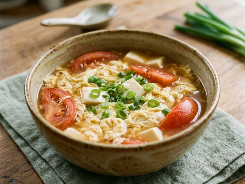 Chinese Tomato and Egg Soup | Delicate with Tofu & Ginger