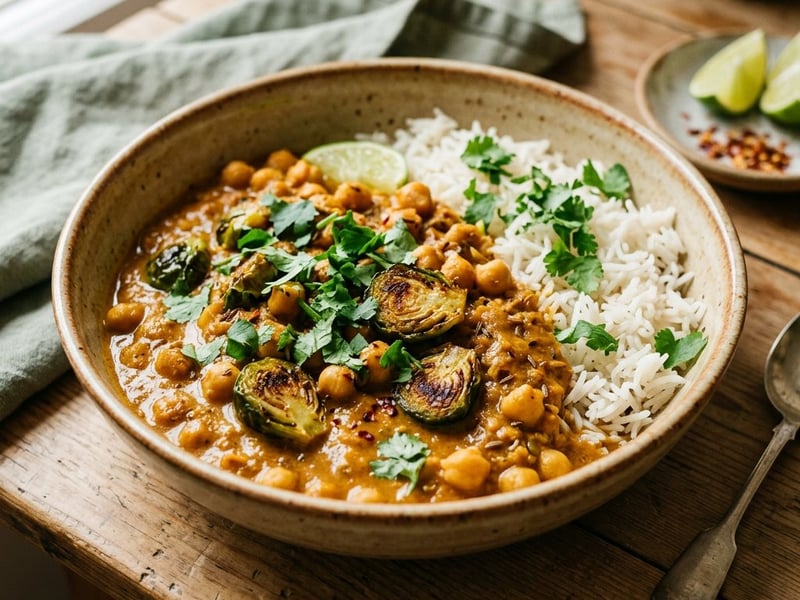 Indisches Kichererbsen-Kohlsprossen-Curry | Cremig & Wärmend