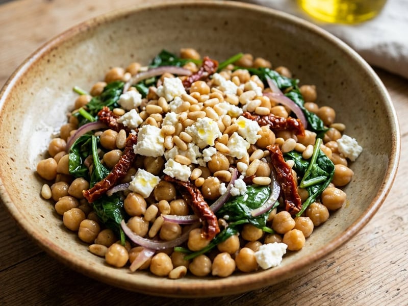 Warmer Kichererbsensalat | Mit Blattspinat & Feta