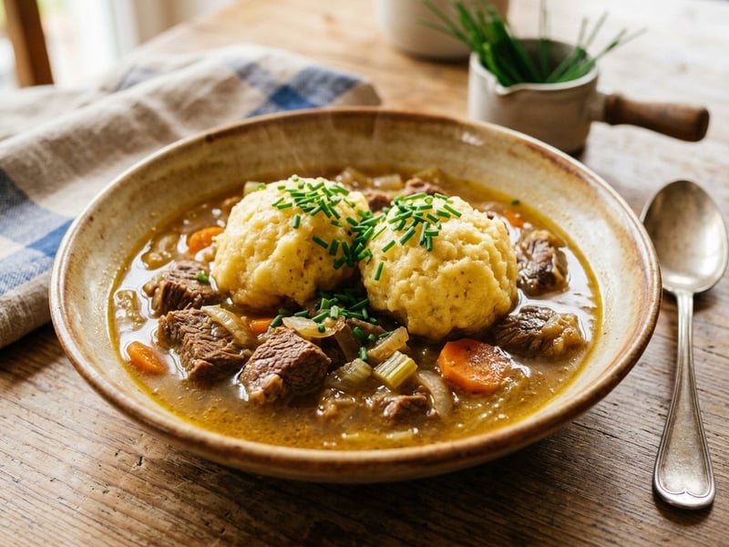 Old Viennese Beef Stew with Fluffy Semolina Dumplings