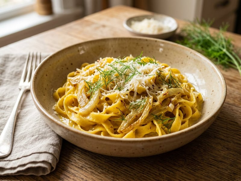 Tagliatelle mit Fenchel & Safransauce | Feiner Herbstgenuss