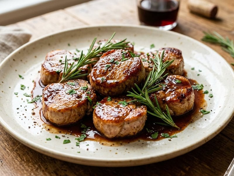 Scaloppine al Vino Rosso | Pork Medallions in Red Wine Sauce