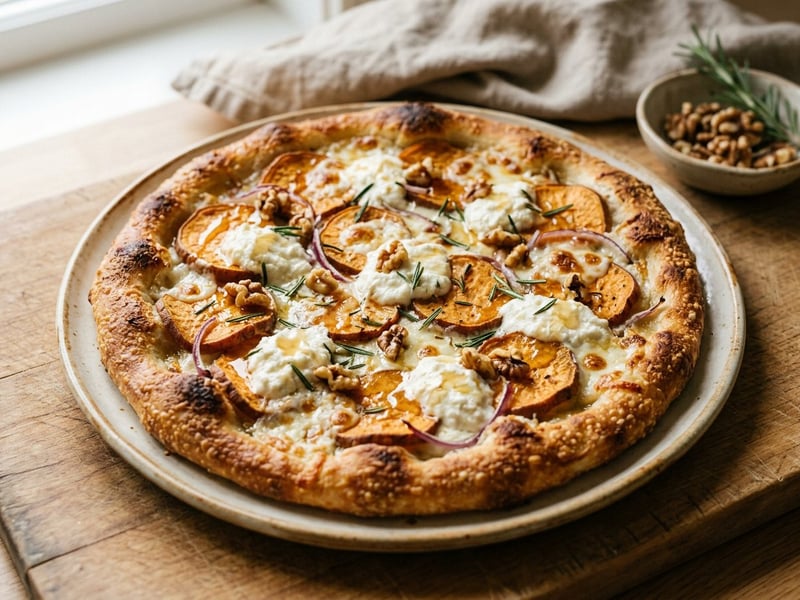 Pizza Bianca mit Süßkartoffel & Ricotta | Aus dem Backrohr