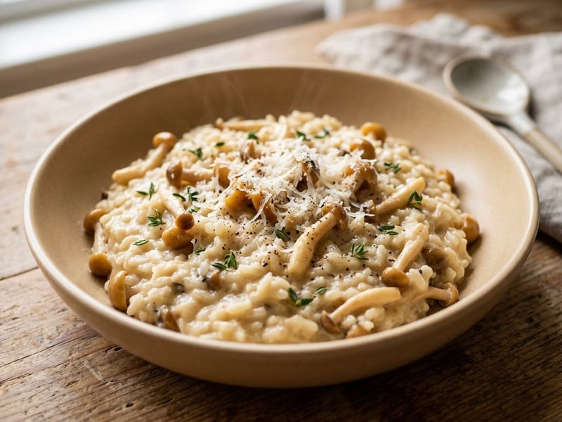 Cremiges Buchenpilz-Risotto mit Thymian & Parmesan | Aromatisch & nussig