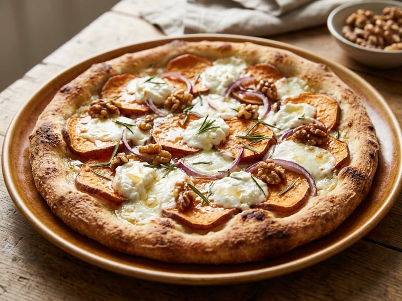 Pizza Bianca with Sweet Potatoes & Goat Cheese | Crispy