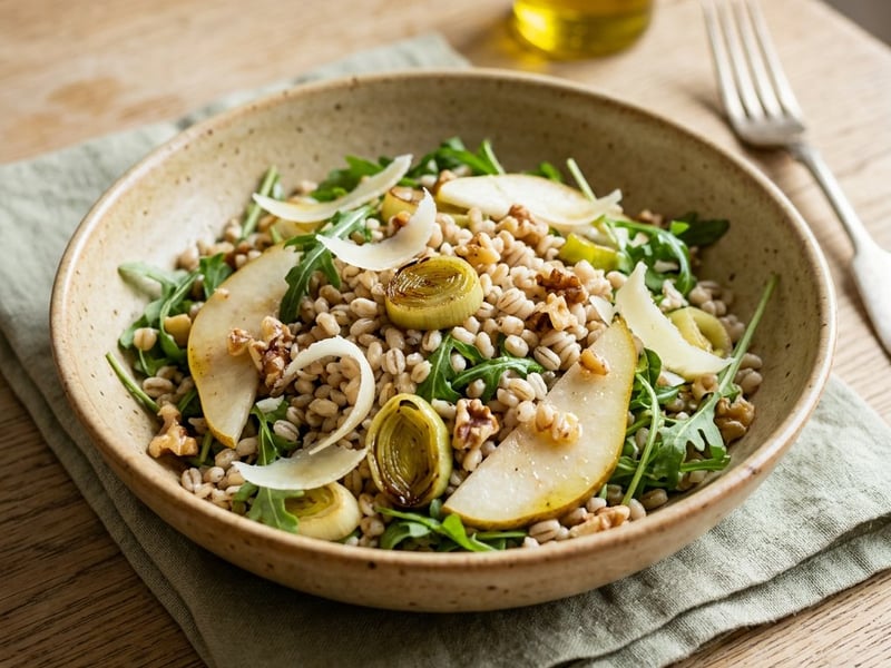 Tuscan Pearl Barley Salad | With Oven-Roasted Leek & Pear