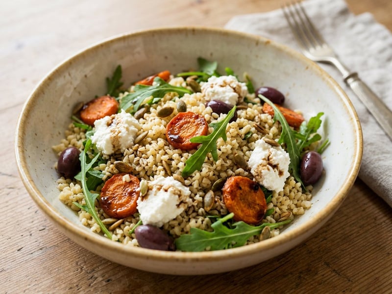 Italian Bulgur Salad | With Roasted Carrots & Ricotta