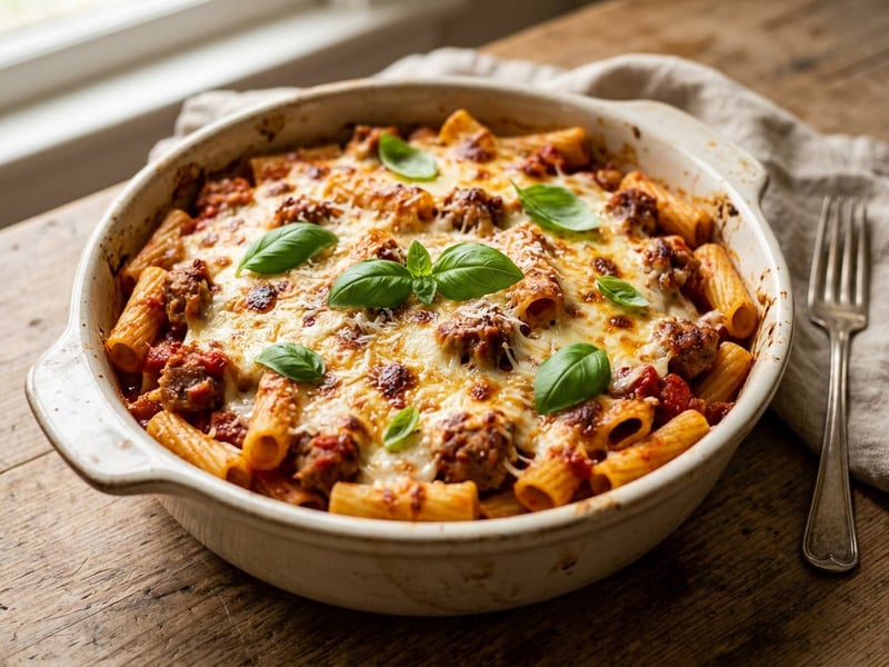 Rigatoni al Forno mit Salsiccia | Herzhafter Pasta-Auflauf
