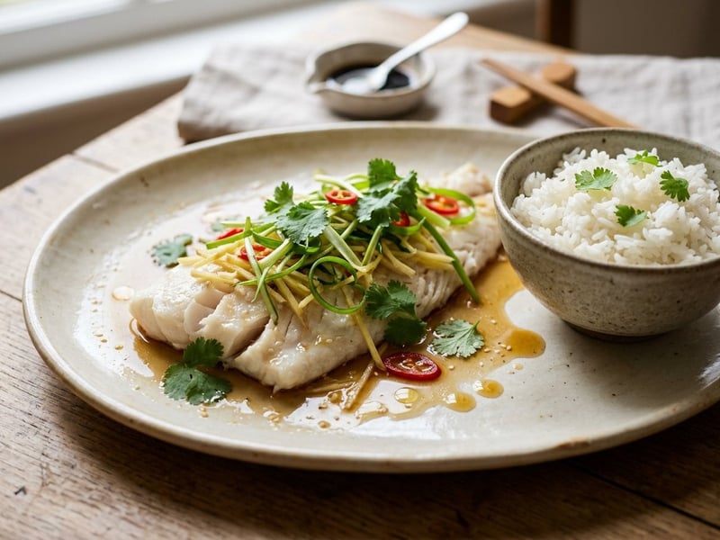 Pla Nueng See Ew | Gedämpfter Thai-Fisch mit Sojasauce