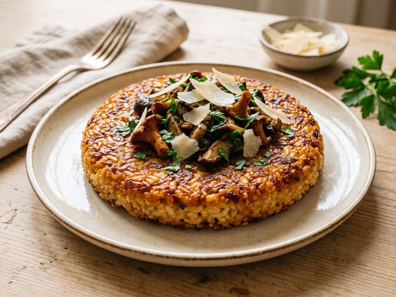 Risotto al Salto with Wild Mushrooms | Crispy Fried