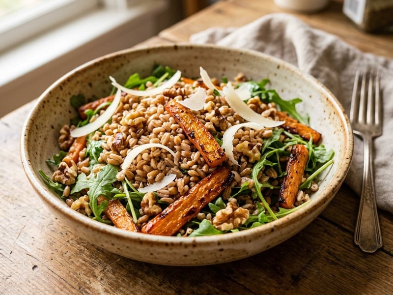 Toskanischer Farro-Salat | Mit Backrohr-Karotten & Pecorino