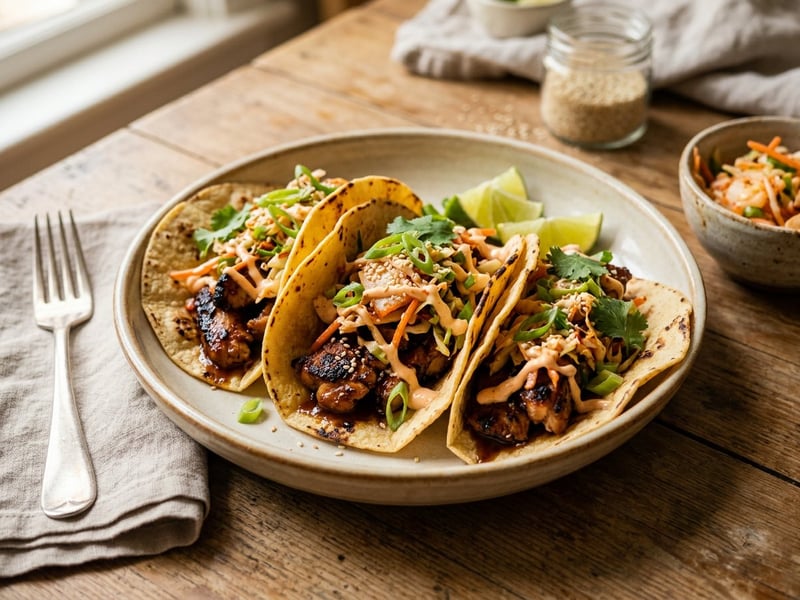 Koreanische Bulgogi-Hendl Tacos | Streetfood mit Kimchi-Slaw