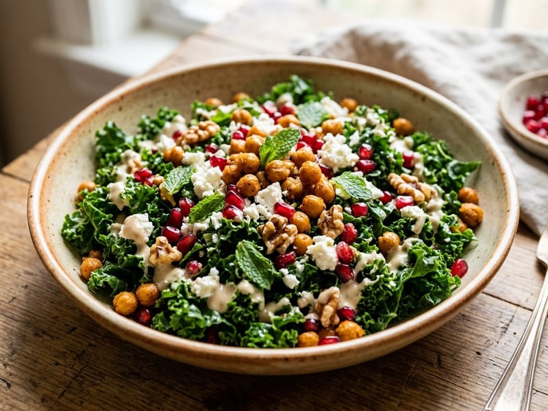 Middle Eastern Kale Salad with Feta | Crisp & Savory