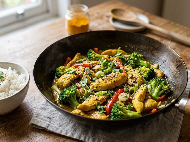 Golden Turmeric Wok Chicken | Crisp & in 15 Minutes