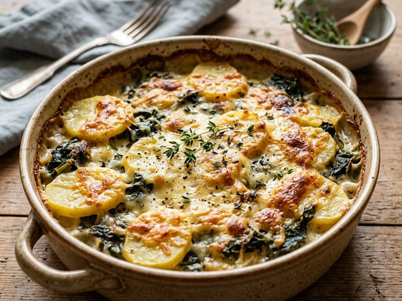 Kärntner Erdäpfel-Mangold-Auflauf | Mit Bergkäse überbacken