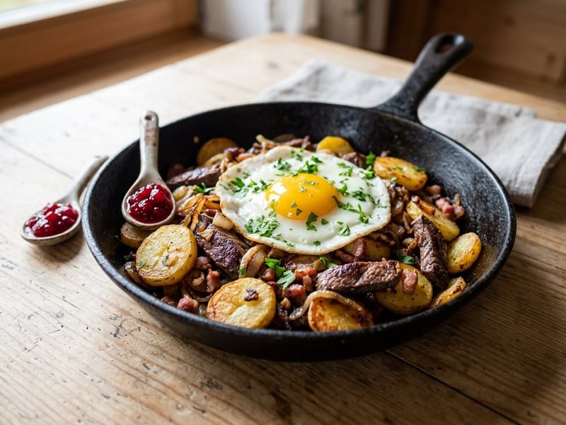 Tiroler Hirschgröstl mit Spiegelei | Herzhafter Wildgenuss