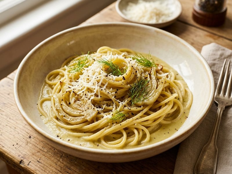 Spaghetti con Crema di Finocchio | Feine Fenchelcreme & Pecorino