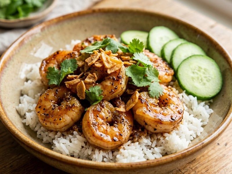 Goong Thod Krathiem Prik Thai | Knusprige Thai-Knoblauch-Garnelen