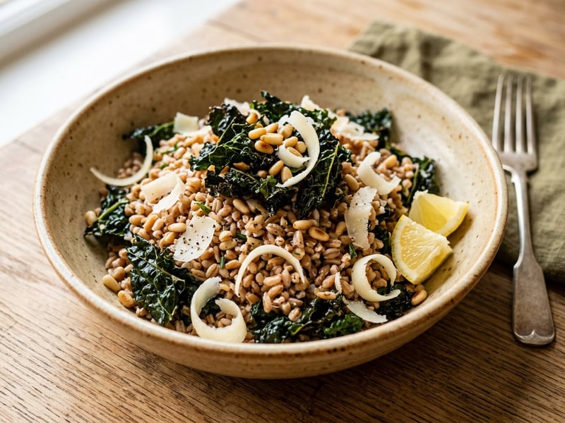 Toskanischer Farro-Salat | Mit Backrohr-Schwarzkohl