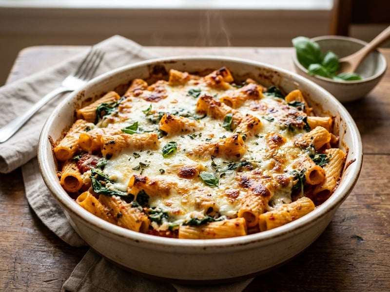 Rigatoni al Forno mit Spinat & Ricotta | Cremig überbacken