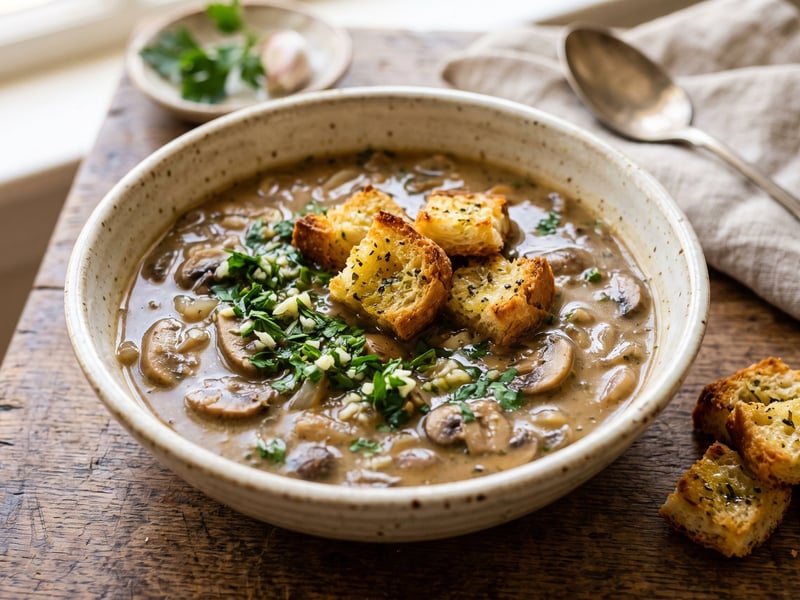 Provenzalische Champignon-Suppe mit Persillade