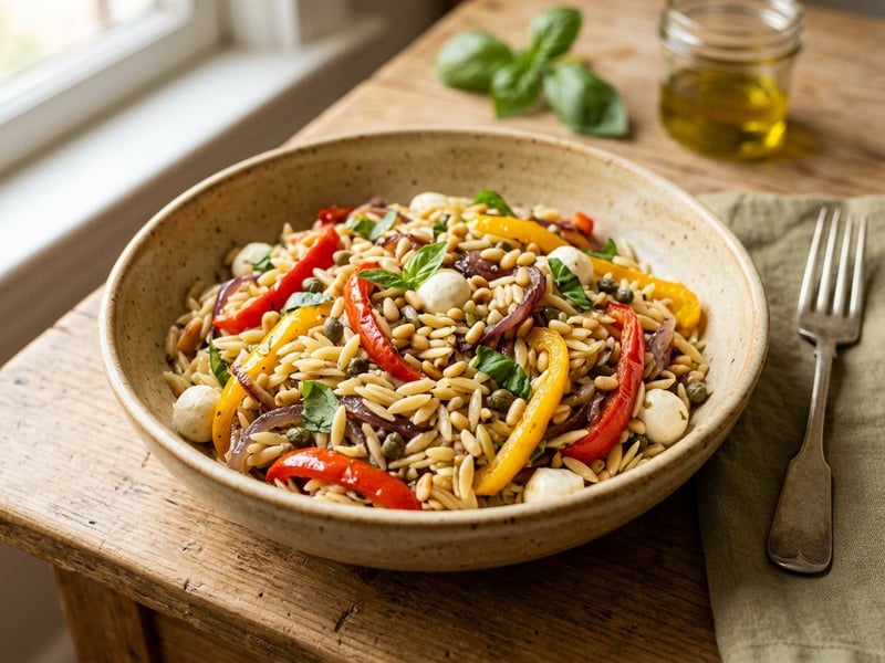 Sicilian Orzo Salad | With Oven-Roasted Peperonata