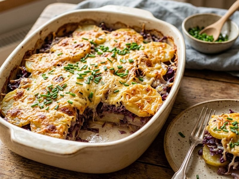 Waldviertler Erdäpfel-Rotkraut-Auflauf | Mit Bergkäse