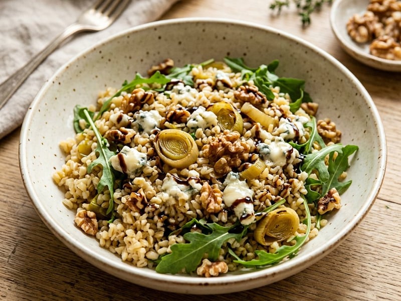 Italian Bulgur Salad | With Braised Leek & Gorgonzola