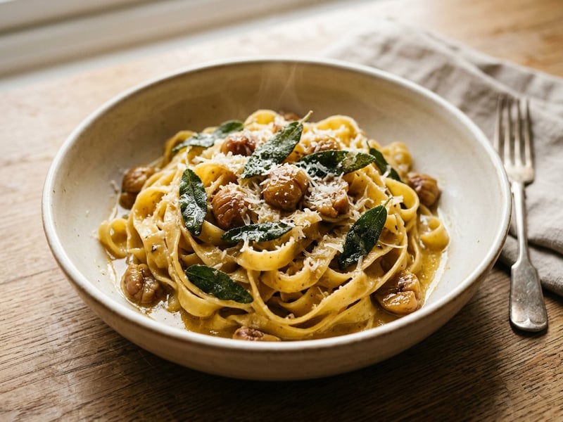 Tagliatelle mit gebratenen Maroni & Salbeibutter