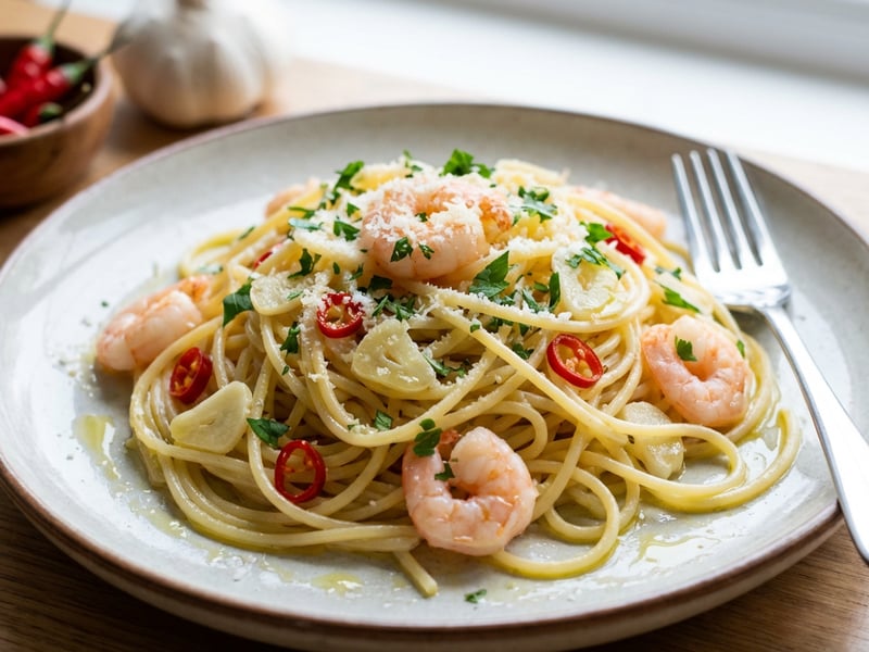 Spaghetti with Garlic and Shrimp