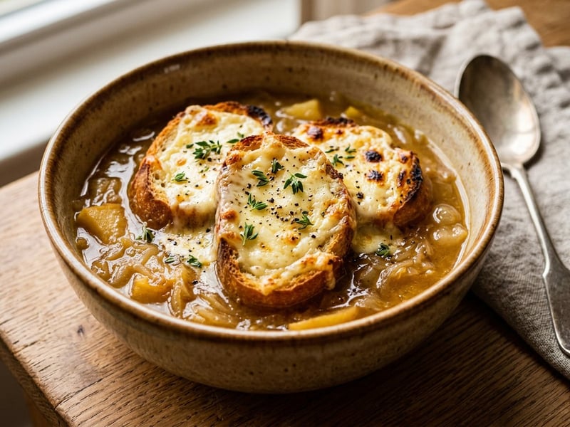 Norman Apple and Onion Soup | Gratinated with Camembert