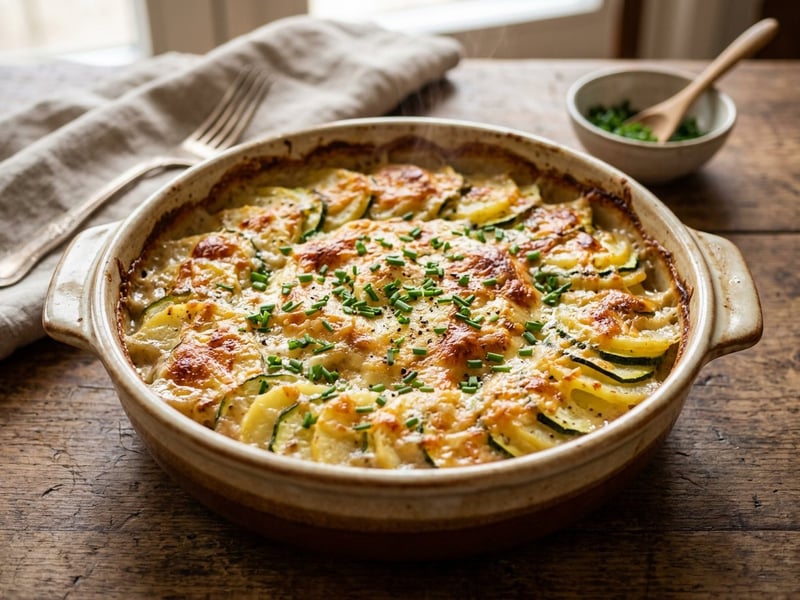 Erdäpfel-Zucchini-Auflauf mit Bergkäse