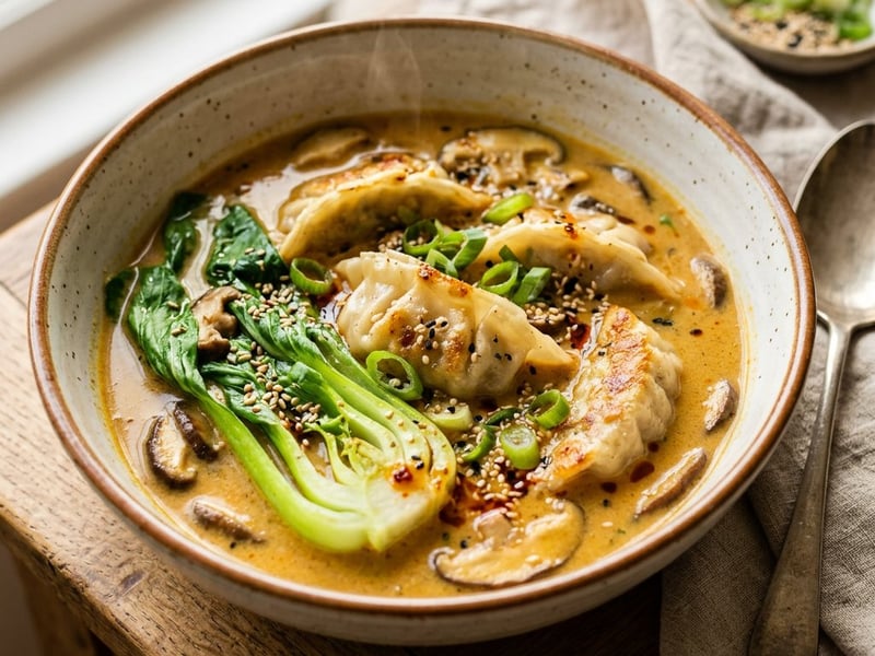 Creamy Gyoza Soup | Warming & Savory with Chicken