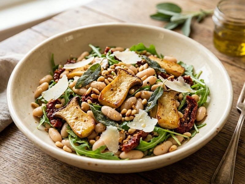 Tuscan Bean Salad | With Oven-Roasted King Oyster Mushrooms