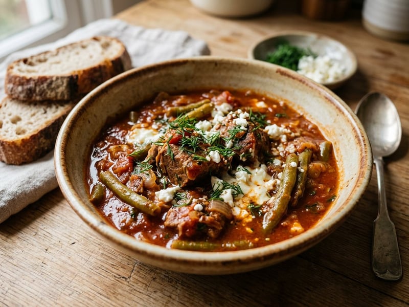 Greek Lamb with Green Beans | Arni me Fasolakia