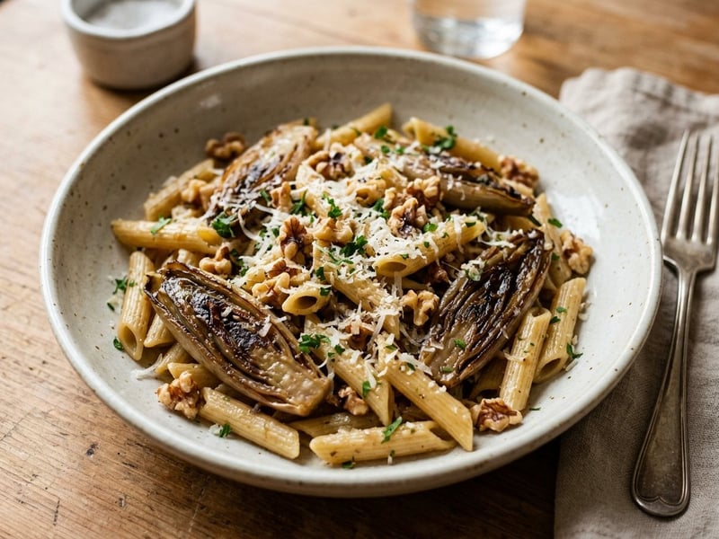 Penne con Cicoria | Pasta mit geschmortem Chicorée