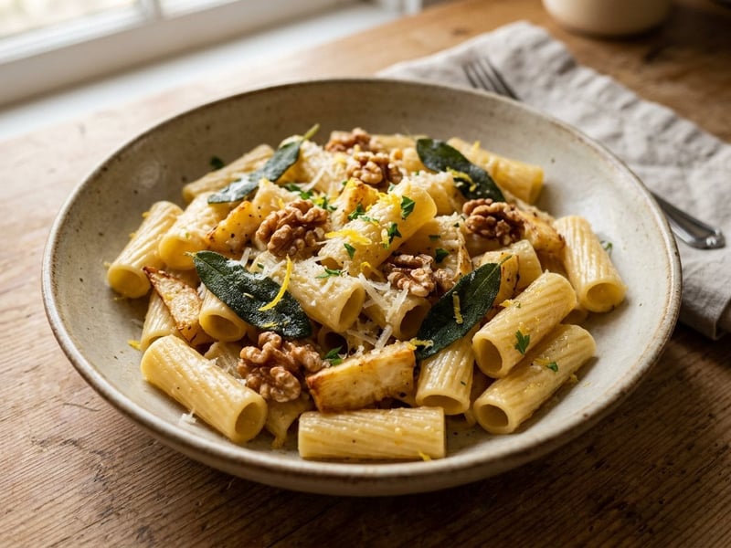 Rigatoni with Oven-Roasted Parsley Root & Sage