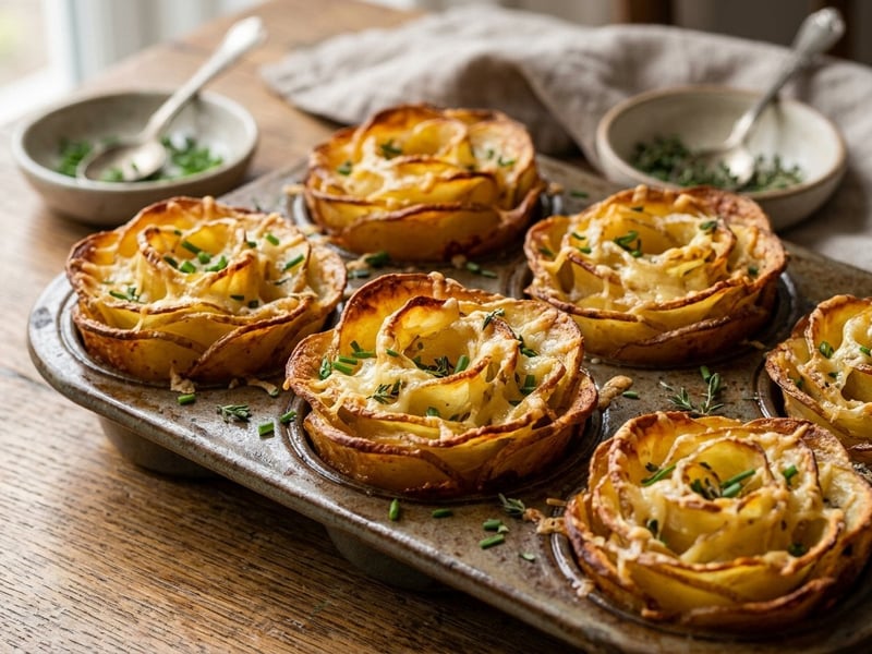 Crispy Potato Roses | Baked with Mountain Cheese