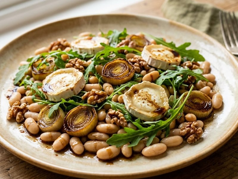 Lukewarm Tuscan Cannellini Bean Salad | With Oven-Roasted Leek & Goat Cheese