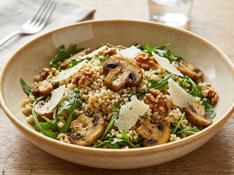 Italienischer Bulgursalat | Mit gebratenen Pilzen & Pecorino