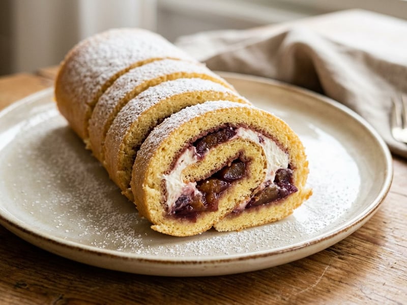 Traditional Viennese Plum Sponge Roulade | Moist & Fluffy