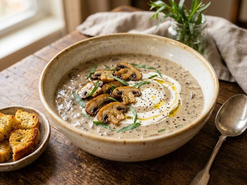 Französische Champignon-Estragon-Suppe | Nach Lyoner Art