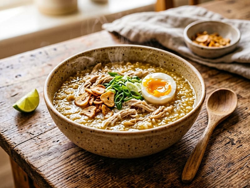 Philippinisches Arroz Caldo | Wärmende Hendl-Ingwer-Reissuppe