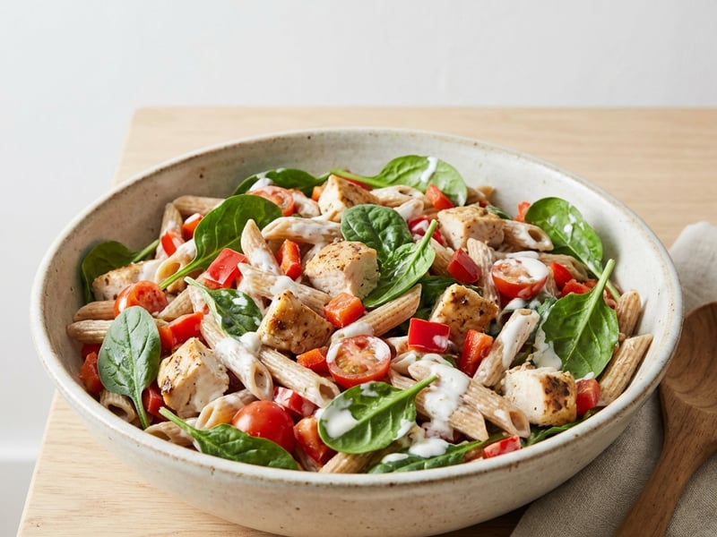 Pasta Salad with Chicken and Baby Spinach