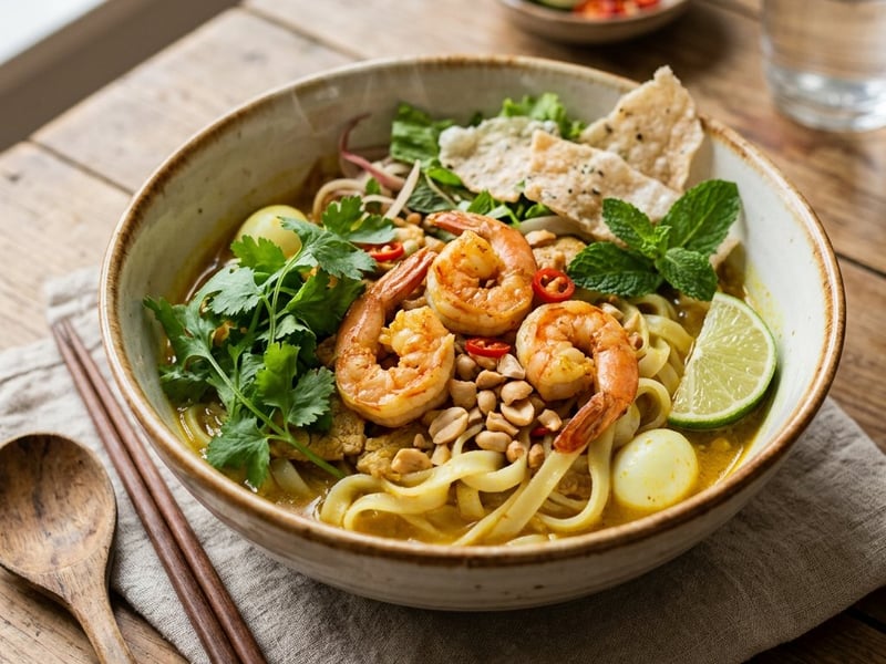 Mì Quảng Tôm | Vietnamesische Kurkuma-Nudeln mit Garnelen