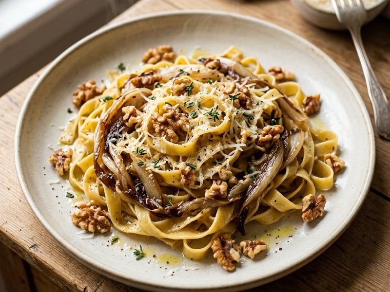 Tagliatelle mit karamellisiertem Chicorée & Walnüssen | Feinherber Herbstgenuss