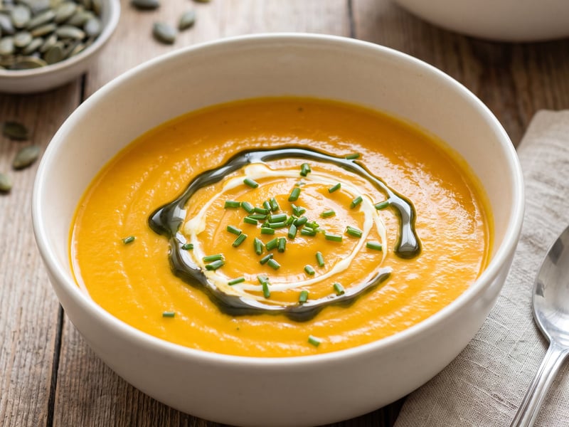 Kürbiscremesuppe mit steirischem Kürbiskernöl