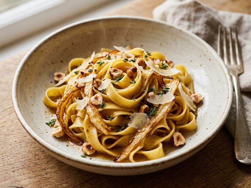 Tagliatelle mit gerösteter Peterwurzen | Nussig & aromatisch
